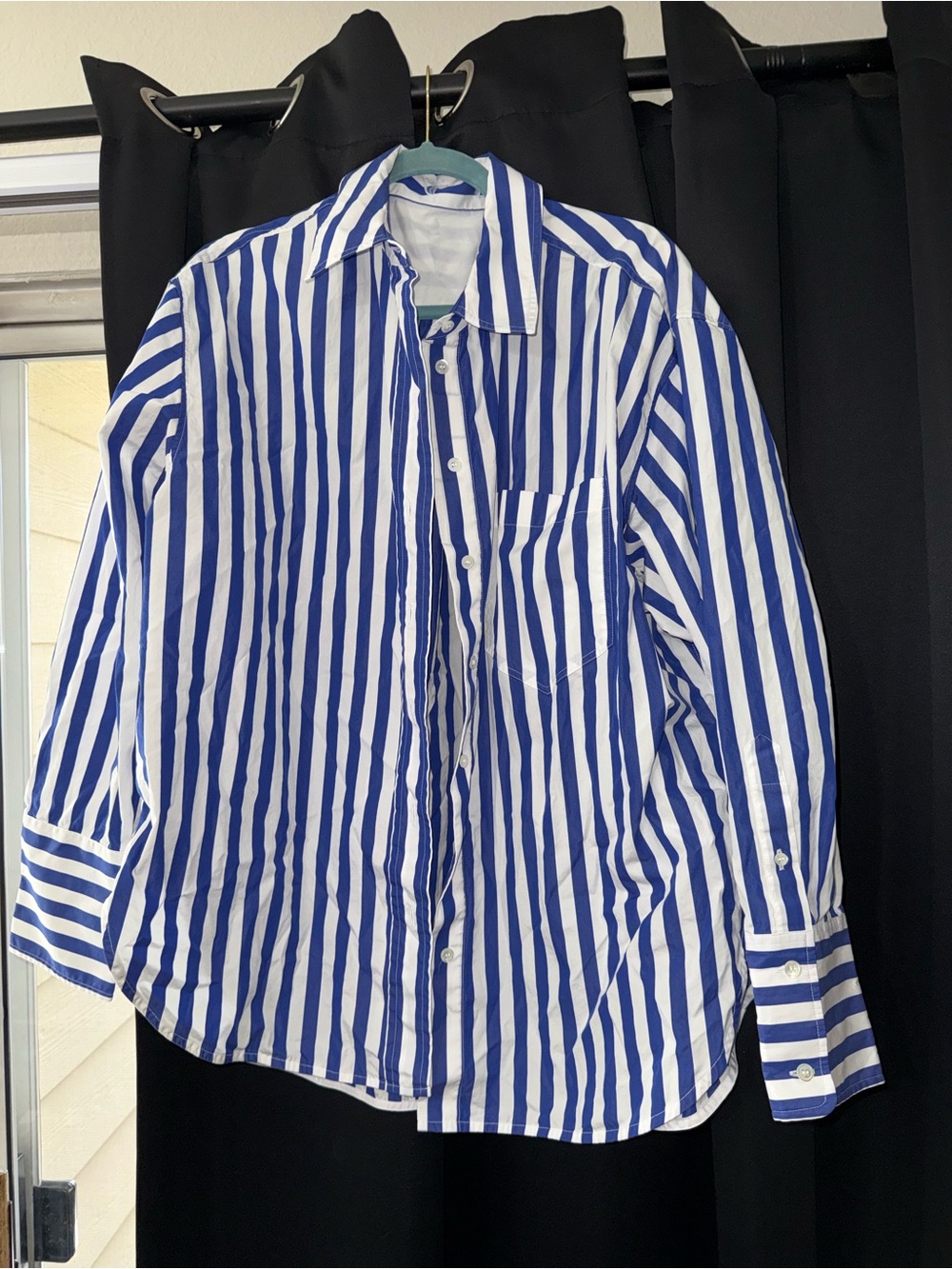 Reiss Blue and White Vertical Stripe Dress Shirt